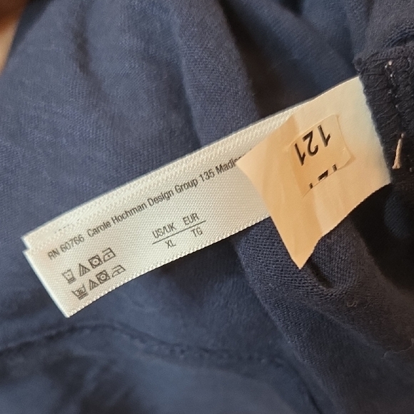 CLEARANCE Lucky Brand Navy Embroidered Short Sleeve Tie Front Slub Jersey Top XL - Picture 8 of 11